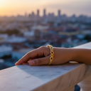 18K Gold-Plated Rope Circle Bracelet with Clear Gemstones