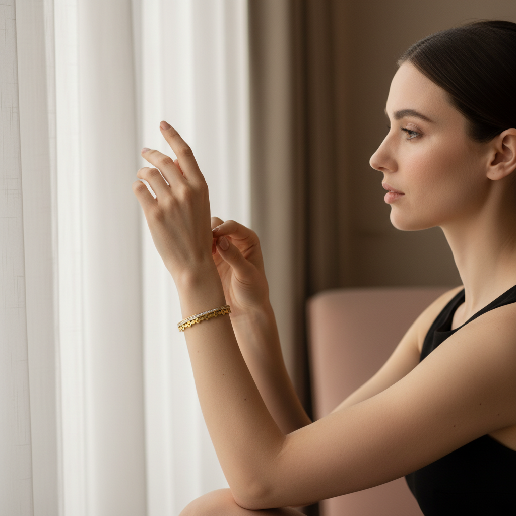 18K Gold Plated Elegant Diamond-Accented Bracelet