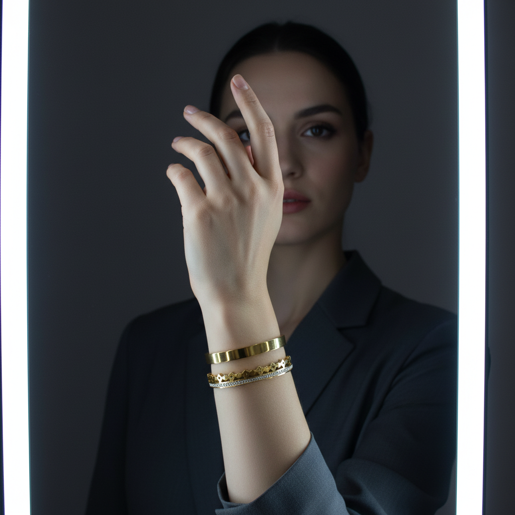 18K Gold Plated Elegant Diamond-Accented Bracelet