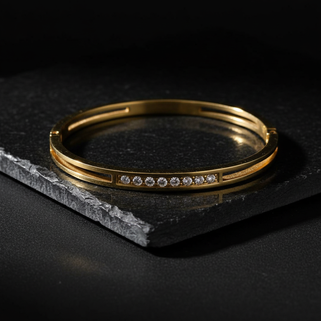 18K Gold Plated Bracelet with Diamond Accents