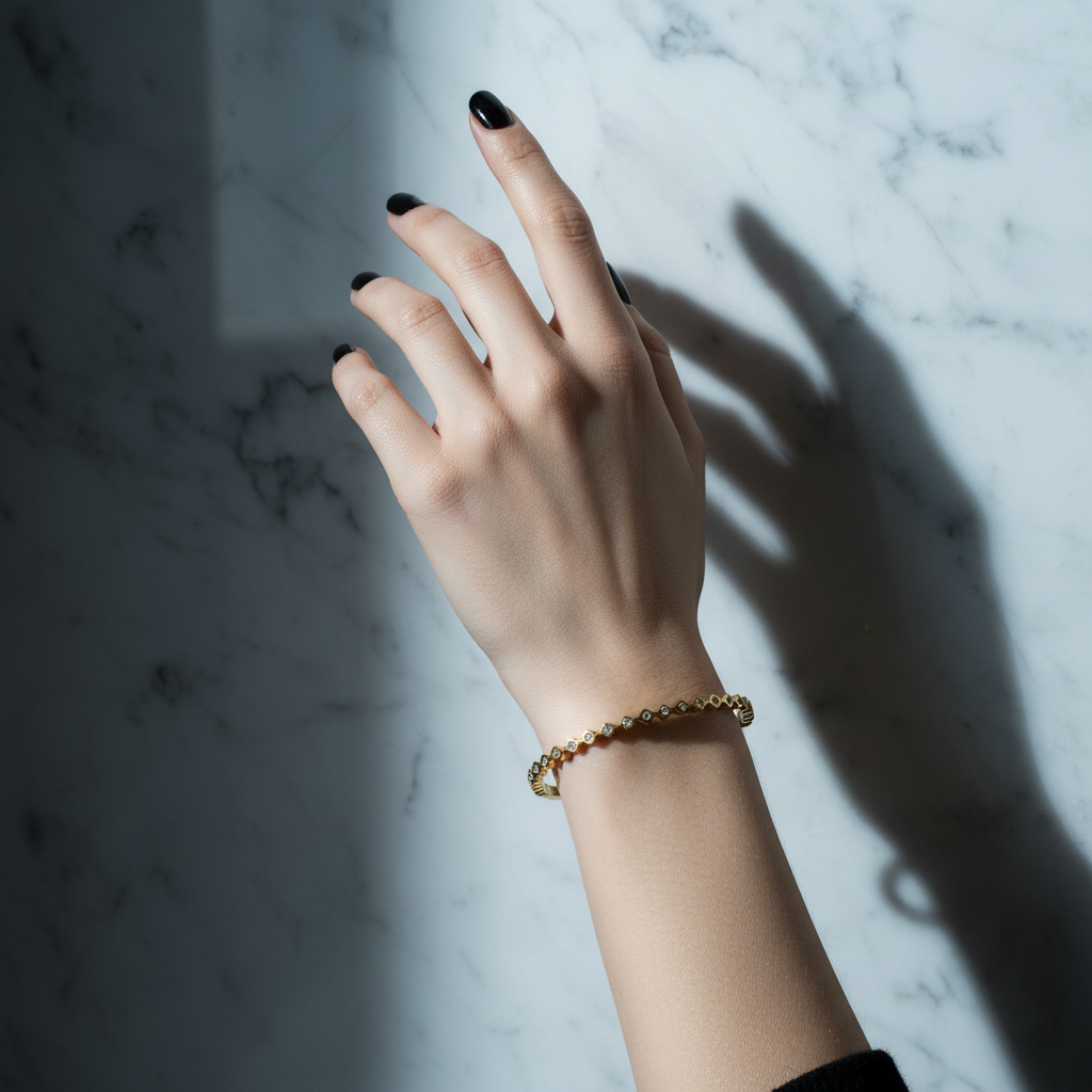 18K Gold-Plated Geometric Diamond Bracelet