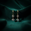 18K Gold-Plated Hoop Earrings with Square-Cut Clear Stones