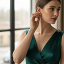 18K Gold-Plated Hoop Earrings with Square-Cut Clear Stones