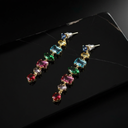 18K Gold-Plated Multicolor Geometric Gemstone Earrings
