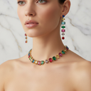 18K Gold-Plated Multicolor Geometric Gemstone Earrings