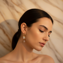 18K Gold-Plated Square and Teardrop Dangle Earrings