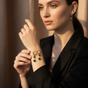 18K Gold-Plated Green Gemstone Dangle Earrings
