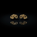 18K Gold-Plated Leaf Motif Earrings with Clear Accent Stones