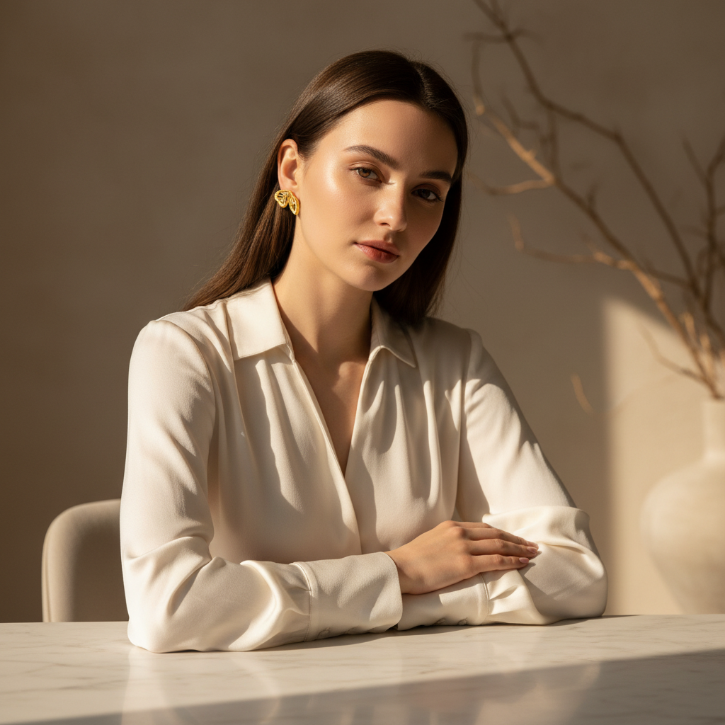 18K Gold-Plated Leaf Motif Earrings with Clear Accent Stones