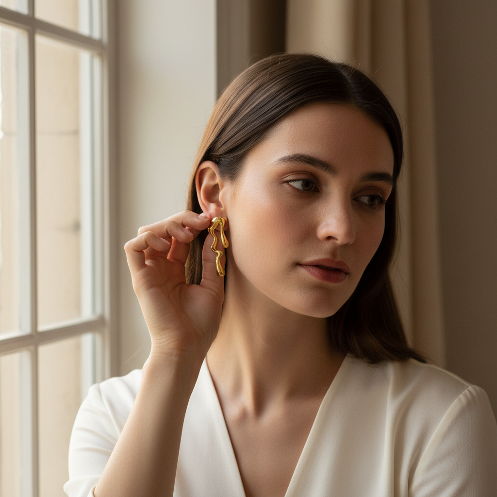 18K Gold-Plated Abstract Fluid Earrings