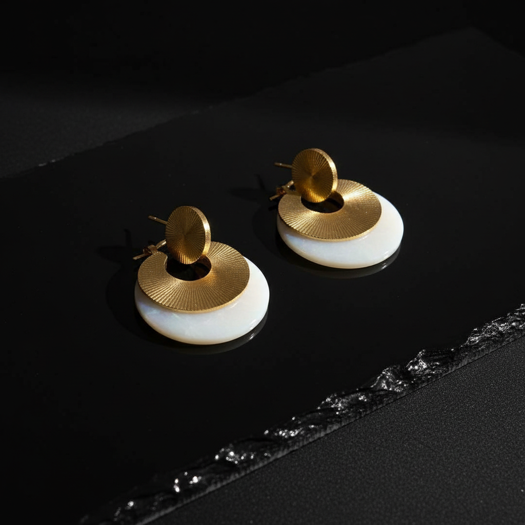 18K Gold-Plated Sunburst Shell Earrings