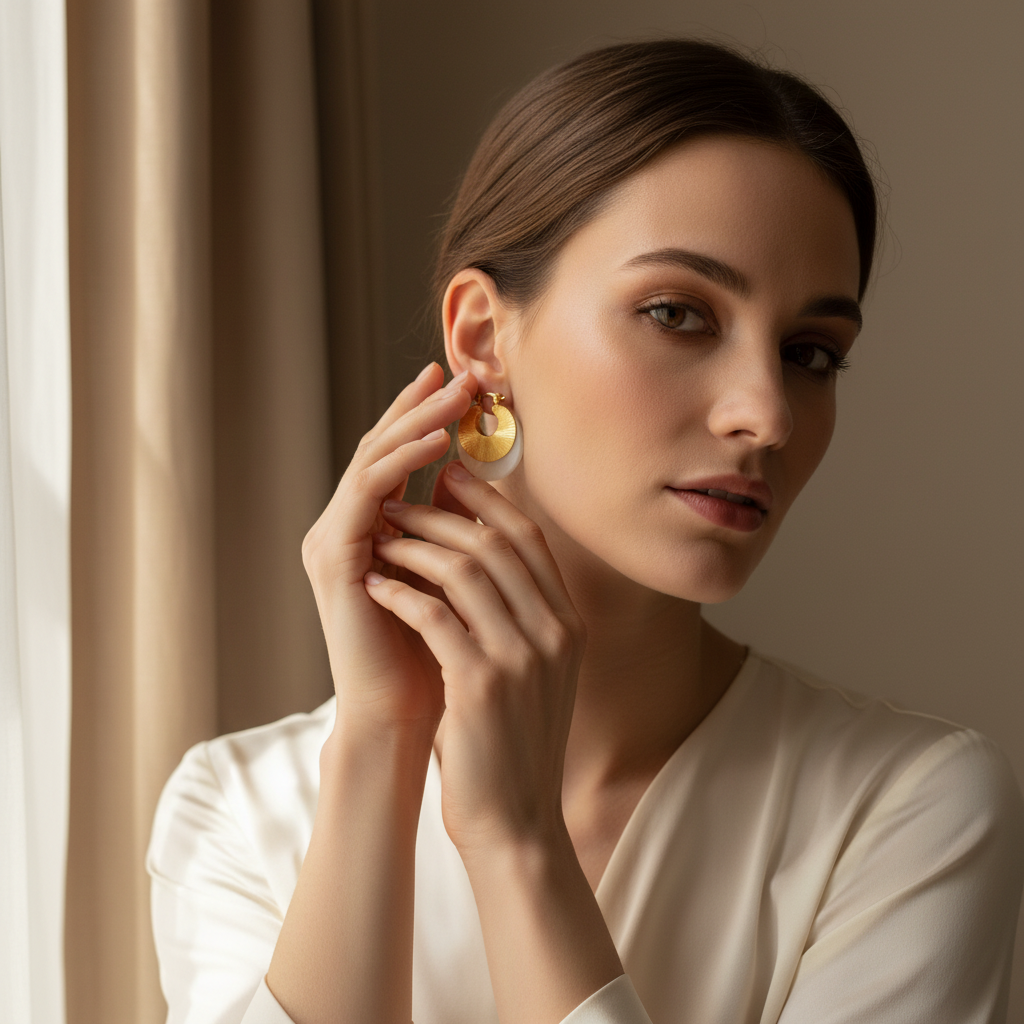 18K Gold-Plated Sunburst Shell Earrings