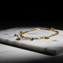 18K Gold-Plated Layered Necklace with Eye Charms and Gemstones