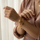 18K Gold-Plated Layered Necklace with Eye Charms and Gemstones