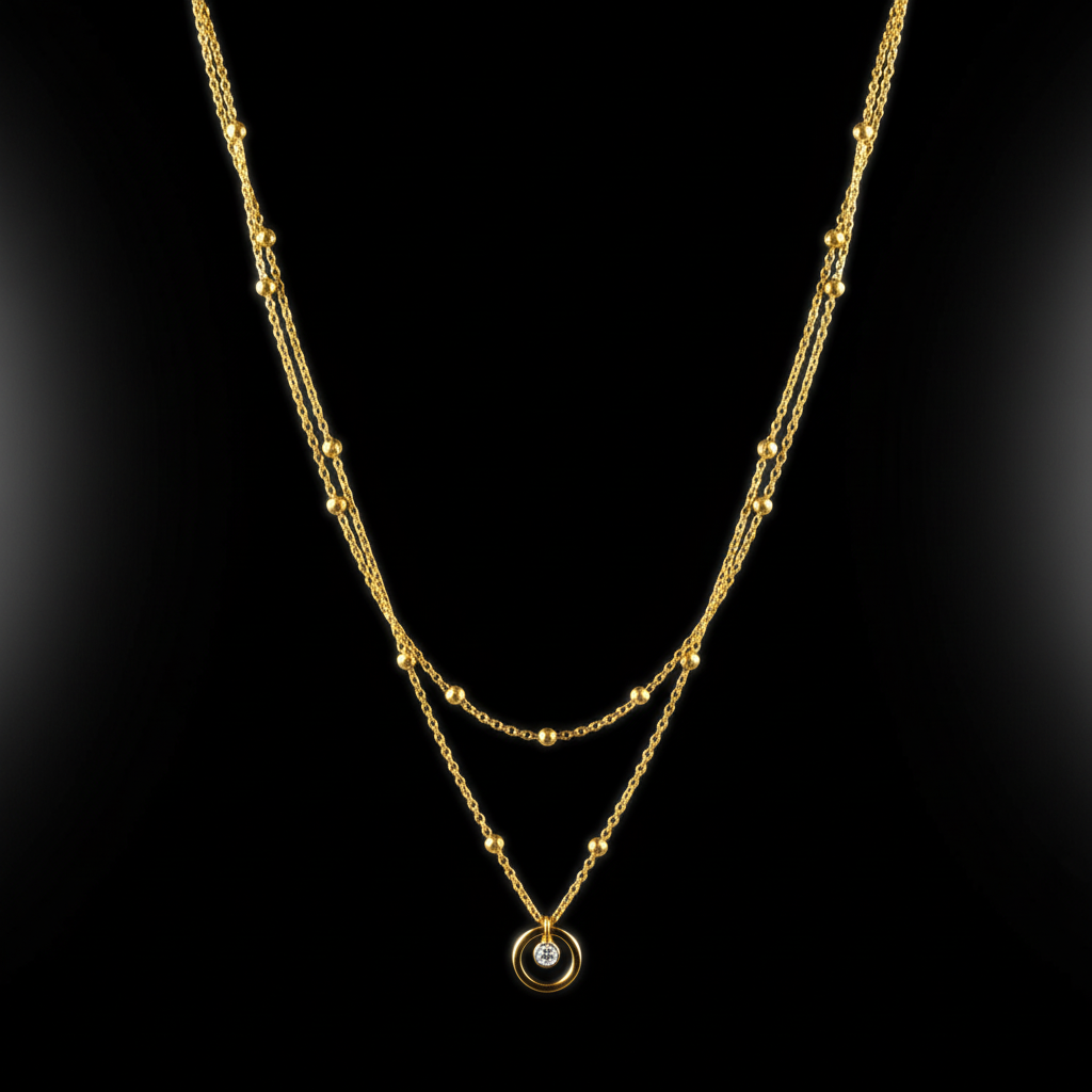 18K Gold Plated Circle Pendant Necklace