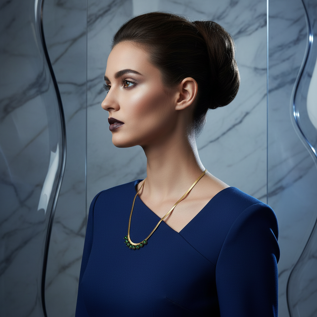 18K Gold-Plated Necklace with Emerald Green Gemstone Accents