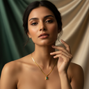 18K Gold Plated Necklace with Emerald Green Rectangular Gemstone Pendant