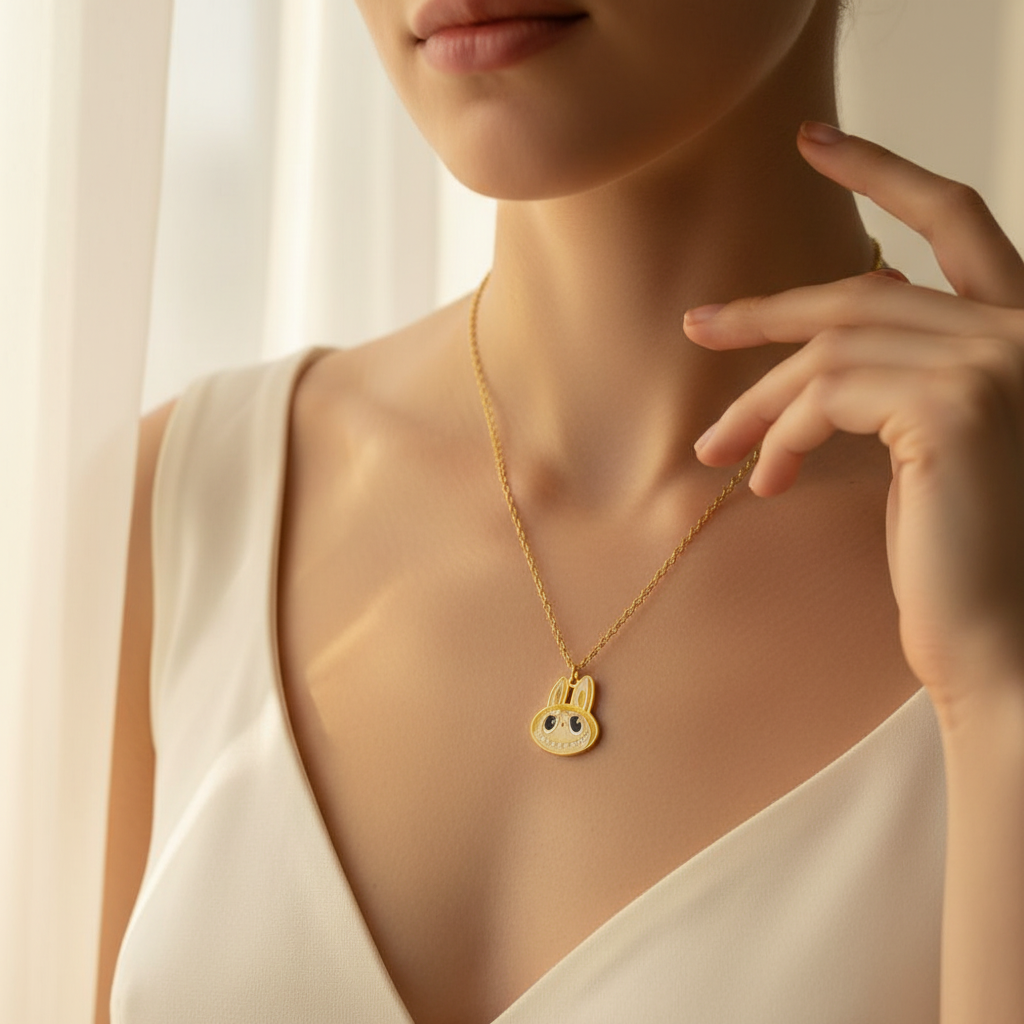 18K Gold-Plated Cartoon Rabbit Pendant Necklace