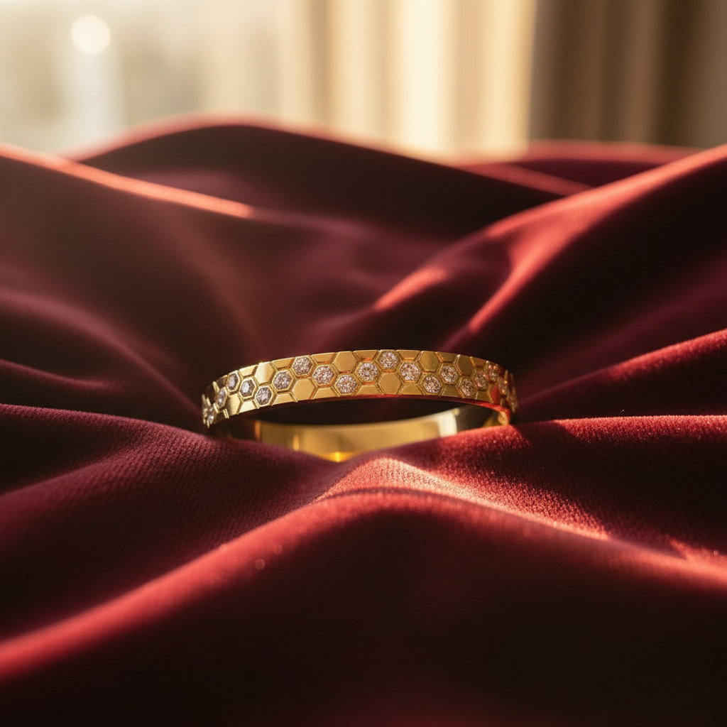 18K Gold-Plated Hexagonal Gemstone Bracelet