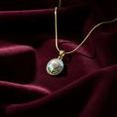 18K Gold-Plated Pearl & Enamel Circle Pendant Necklace