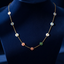 18K Gold-Plated Pastel Floral Cluster Necklace