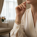 18K Gold Plated Square Link Bracelet with Clear Stones