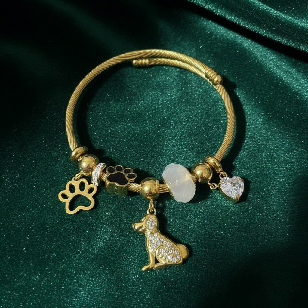 18K Gold Plated Pet-Themed Charm Bracelet