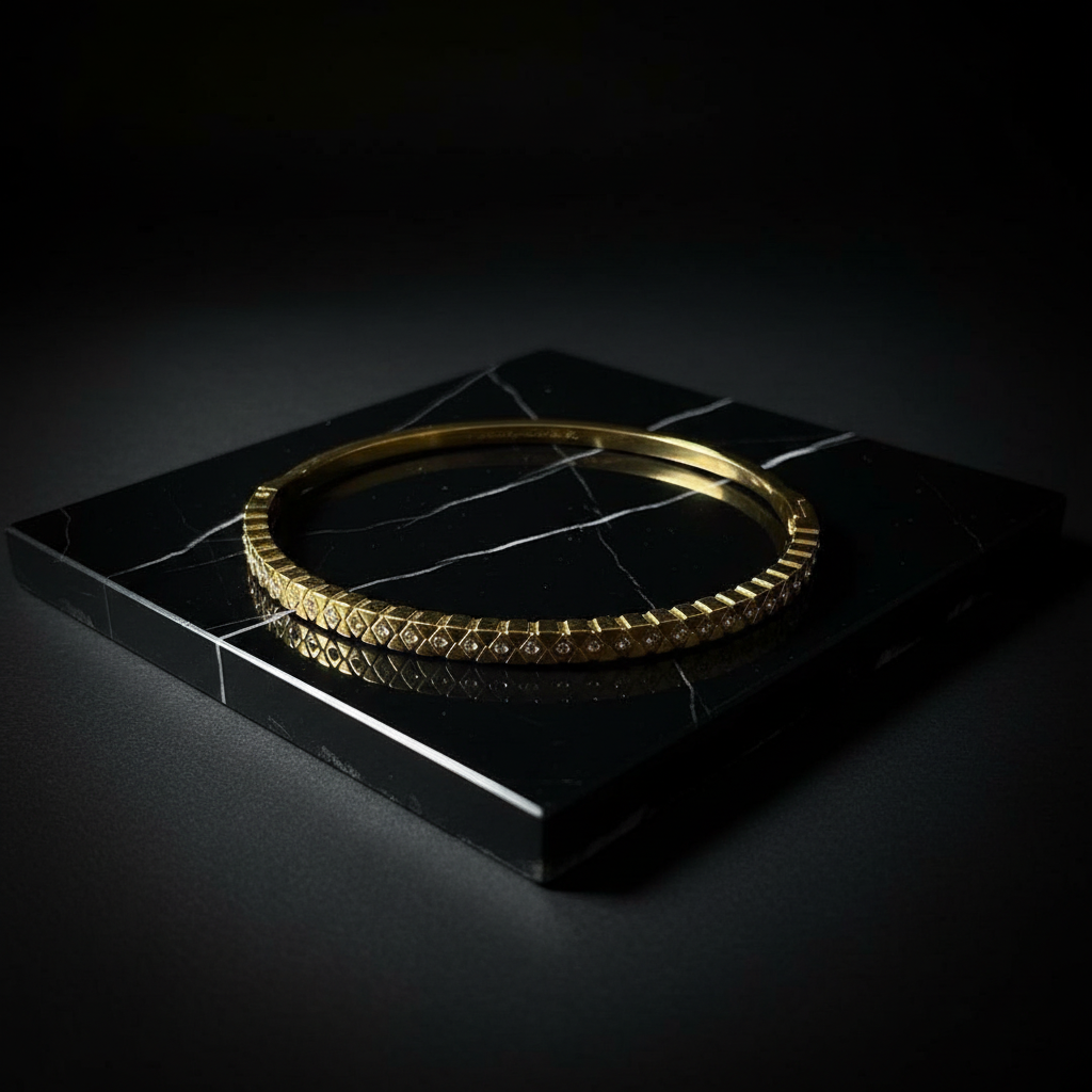 18K Gold Plated Geometric Stone-Set Bracelet