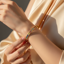 18K Gold-Plated Multicolor Gemstone Bracelet with Heart-Shaped Centerpiece