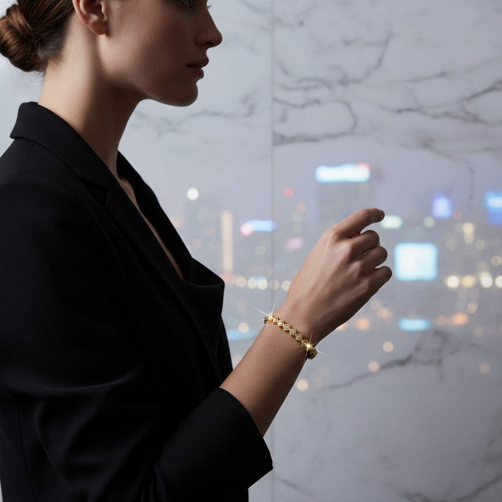 18K Gold Plated Zigzag Bracelet with Clear Stones