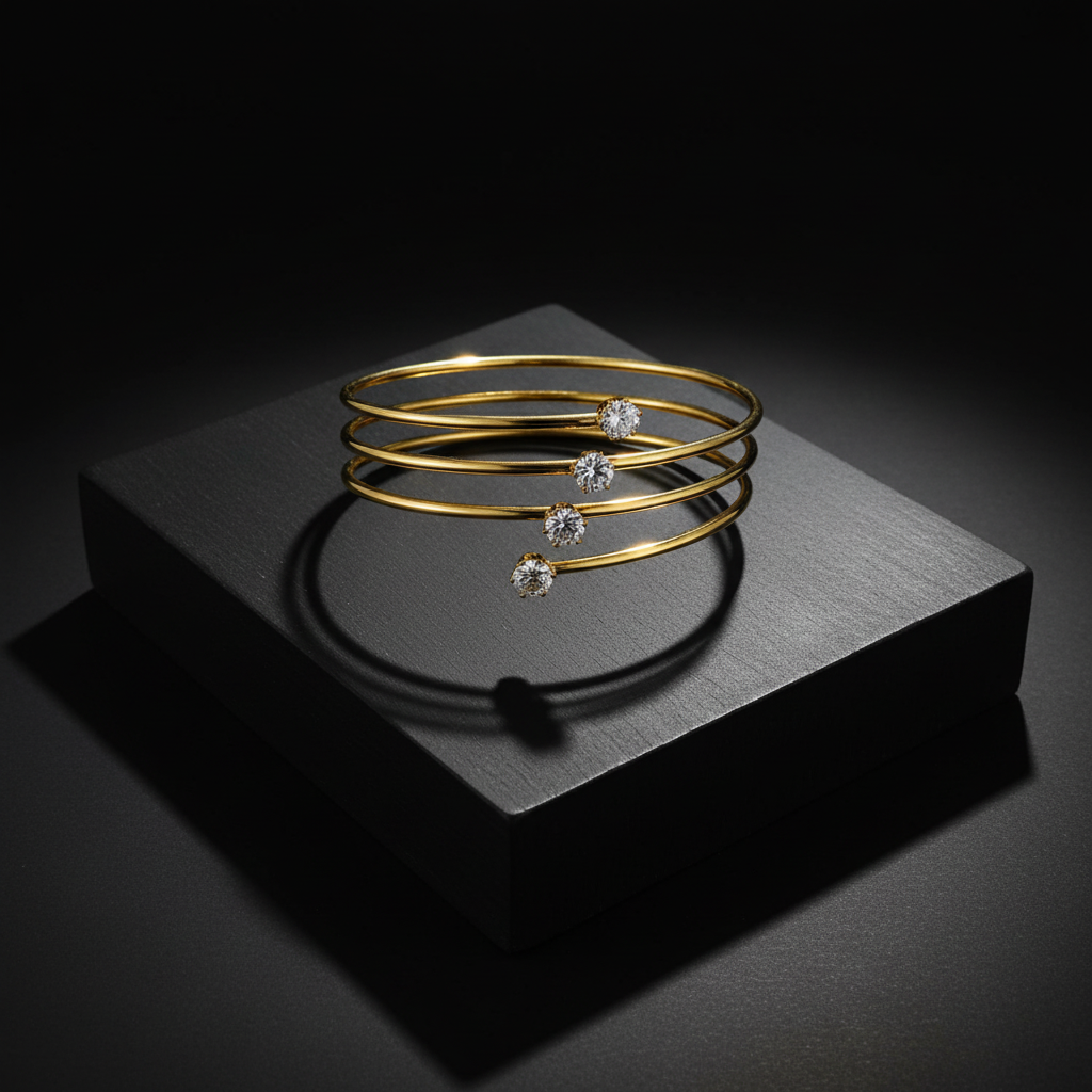 18K Gold-Plated Crystal Bangle Set