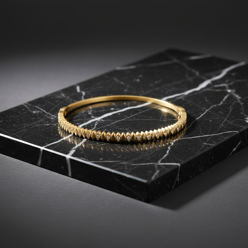 18K Gold-Plated Diamond-Cut Bangle Bracelet