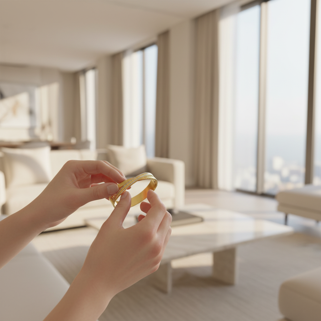 18K Gold Plated Twisted Textured Bangle with Sparkling Stones