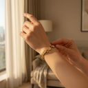 18K Gold-Plated Square Gemstone Bracelet