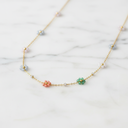 18K Gold-Plated Pastel Floral Cluster Necklace