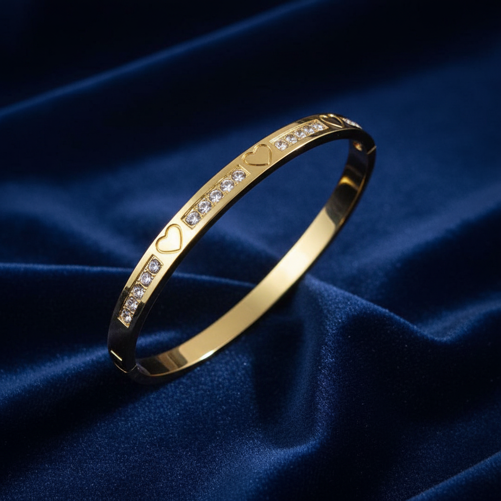 [1] 18K Gold Plated Heart Gemstone Bracelet