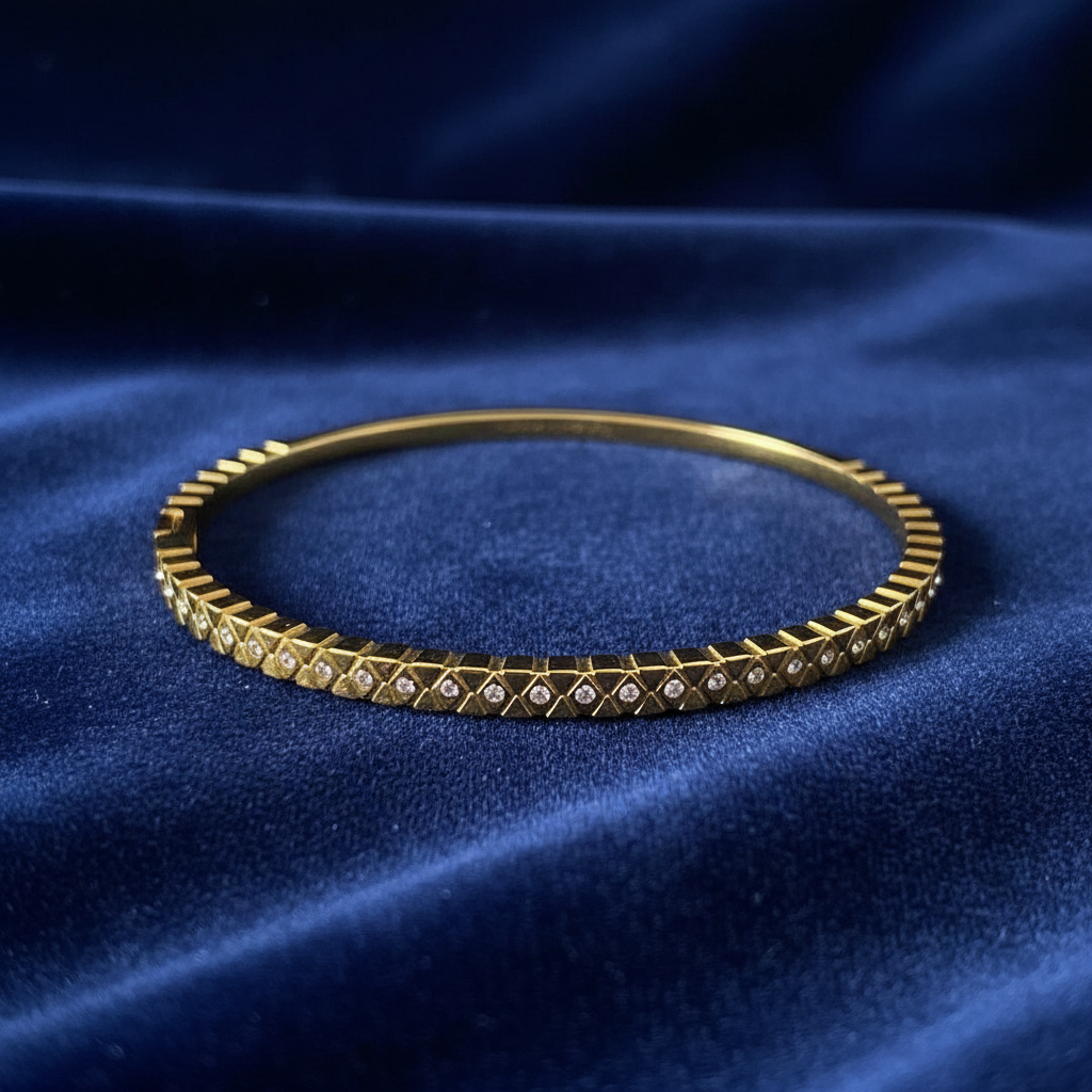 [1] 18K Gold Plated Geometric Stone-Set Bracelet