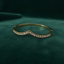 18K Gold Plated Curved Diamond Bangle