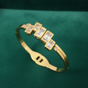 18K Gold-Plated Rectangular Gemstone Bracelet