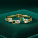 18K Gold-Plated Square Gemstone Bracelet