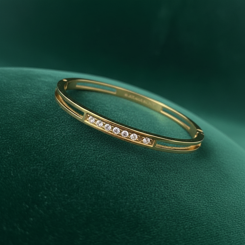 [1] 18K Gold Plated Bracelet with Diamond Accents