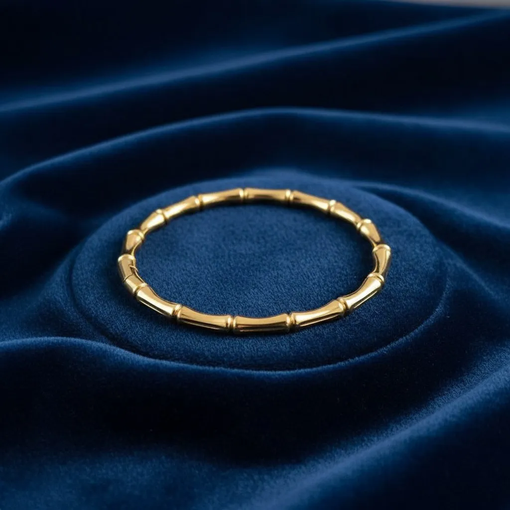 [1] 18K Gold-Plated Bamboo Motif Bangle Bracelet