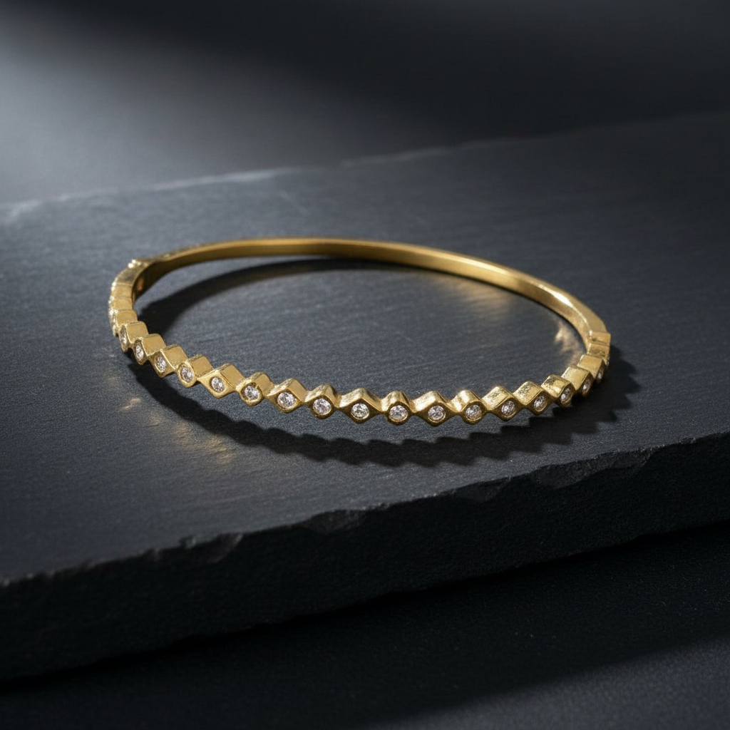 [1] 18K Gold-Plated Geometric Diamond Bracelet