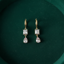 18K Gold-Plated Square and Teardrop Dangle Earrings