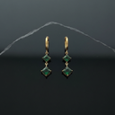 18K Gold-Plated Green Gemstone Dangle Earrings