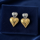 18K Gold-Plated Dual-Tone Heart Earrings