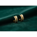 18K Gold Plated Wave-Textured Hoop Earrings with Gemstone Accents