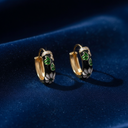 18K Gold Plated Enamel Floral Hoop Earrings