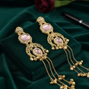 Filigree Dangle Earrings with Pink Gemstones