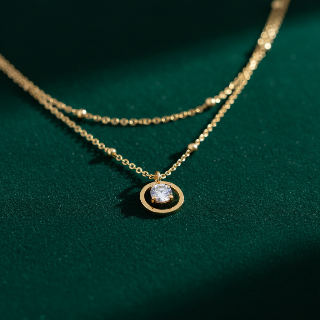 [1] 18K Gold Plated Circle Pendant Necklace